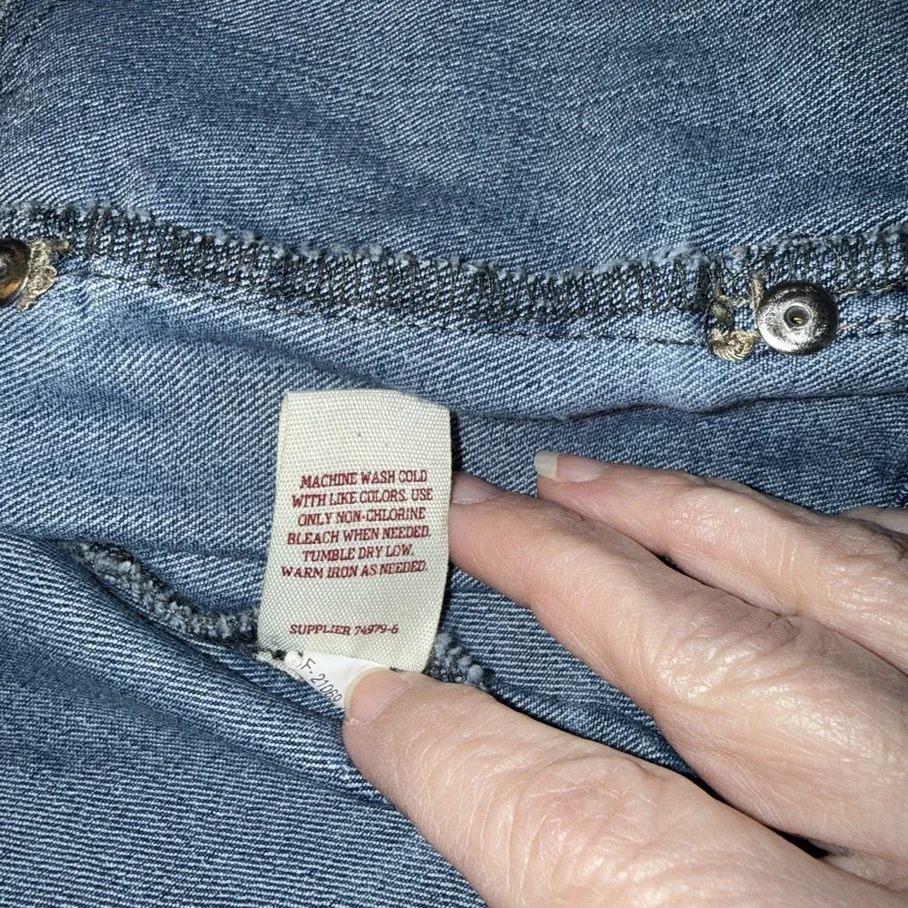 Cute Arizona Jean Co Denim Jacket Girls Size XL (14/16) Blue Button Up Cropped‎
